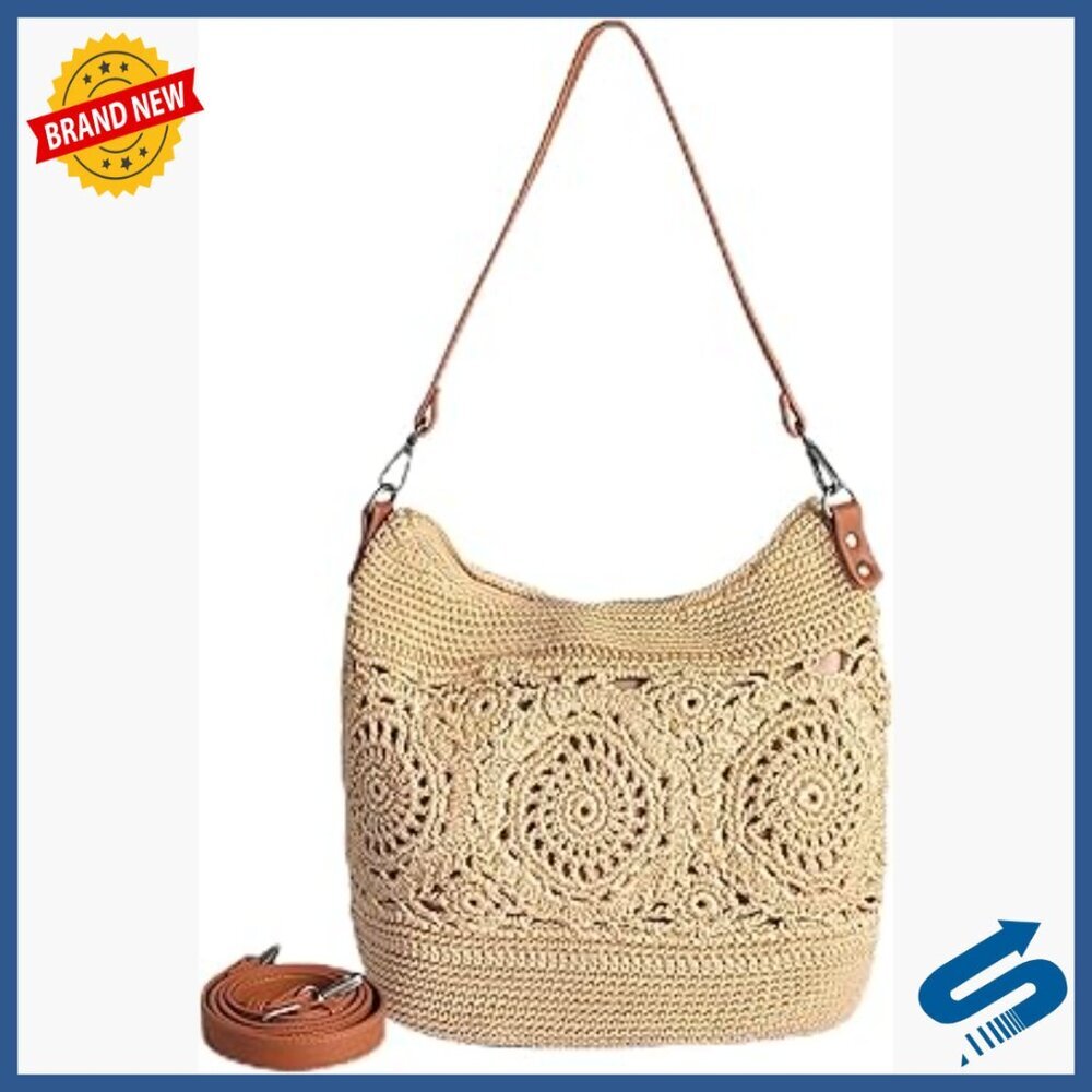 Large Crochet Crossbody Hobo Tote Bag Handmade Lace Travel Purse